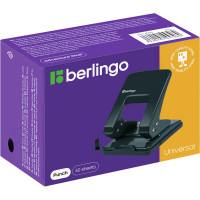 Металлический дырокол BERLINGO Universal 40 листов, черный, с линейкой DDm_40071