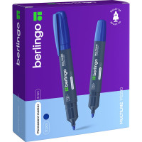 Маркер перманентный Berlingo "Multiline PE200" синий, пулевидный, 2мм, 12 шт. PM6103