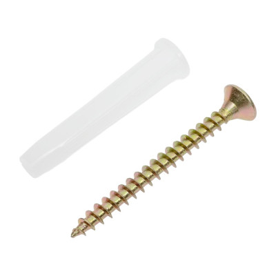 Набор для крепления ВИРТУОЗ дюбель 8x45, шуруп 5x50 потайная головка, желтый цинк, 80 шт. 550-00590