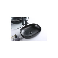 Керамическая накладная раковина BelBagno овальная, чёрная матовая BB1084-H301