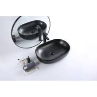 Керамическая накладная раковина BelBagno овальная, чёрная матовая BB1084-H301