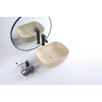 Керамическая накладная раковина BelBagno прямоугольная, бежевая матовая BB1302-H316