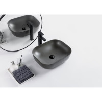 Керамическая накладная раковина BelBagno прямоугольная, серая матовая BB1302-H311