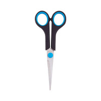 Комплект ножниц OfficeSpace, 24 шт в упаковке, 16 см, черные с синими вставками, ПВХ-чехол с ом 264901