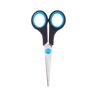 Набор ножниц OfficeSpace, 24 шт в упаковке, 14 см, черные с синими вставками, ПВХ-чехол с ом 264900