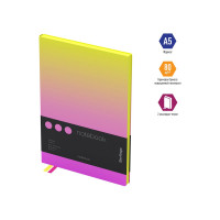 Записная книжка BERLINGO Radiance А5, 80 листов, кожзам, черный срез, желтый/розовый градиент NB0_93501