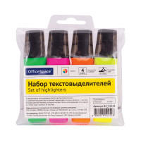 Набор текстовыделителей OfficeSpace, 12 упаковок по 4 цвета, 1-5 мм, ПВХ-упаковка H4_16451