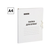 Папка OfficeSpace для бумаг с завязками, 100 шт в комплекте, картон немелованный, 380 г/м², белый, до 400 листов 300662