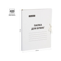 Папка OfficeSpace для бумаг с завязками, 100 шт в комплекте, картон немелованный, 380 г/м², белый, до 400 листов 300662