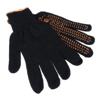Вязаные перчатки ЕРМАК ЛЮКС х/б с ПВХ напылением, 5 нитей, черные, 62г, 24см, подвес 638-008
