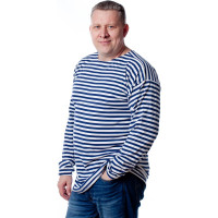 Тельняшка в синюю полоску с длинным рукавом БЕРТА хлопок, плотная, 700с-56-58