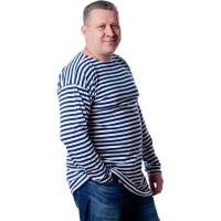 Тельняшка с длинным рукавом БЕРТА хлопок, синяя полоса 701с-48-50