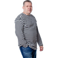 Тельняшка с длинным рукавом БЕРТА хлопок, черная полоса 701ч-56-58