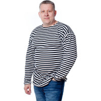 Тельняшка с длинным рукавом БЕРТА хлопок, черная полоса 701ч-56-58