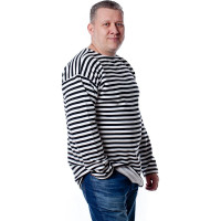 Тельняшка с начесом и длинным рукавом БЕРТА хлопок, черная полоса 702ч-48-50