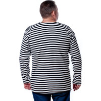 Тельняшка с начесом и длинным рукавом БЕРТА хлопок, черная полоса 702ч-48-50