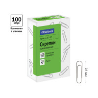 Скрепки OfficeSpace 28 мм, 10 упаковок по 100 шт, оцинкованные, картонная упаковка 231183