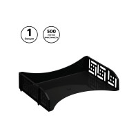 Горизонтальный лоток для бумаг Стамм Field широкая загрузка, черный ЛТ801