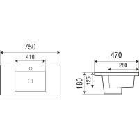 Врезная раковина WeltWasser WW DEILBACH 7505- 75 750х470х180 10000004627