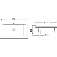 Врезная раковина WeltWasser WW DEILBACH 7505- 90 900х470х180 10000004631