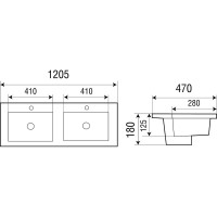 Врезная раковина WeltWasser WW DEILBACH 7506-1202 1205х470х180 10000003906