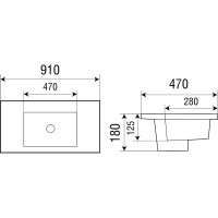 Врезная раковина WeltWasser WW DEILBACH 7506- 90 MT- BL матовая черная 910х470х180 10000005567