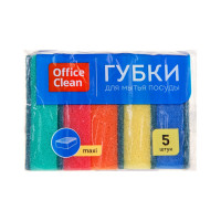 Губки для посуды OfficeClean Maxi поролон с абразивным слоем, 9х6.5х2.7 см, 5 шт 248977