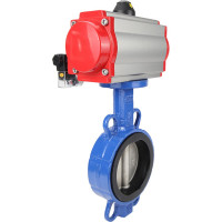 Затвор DN.ru WCB-316L-EPDM Ду65 Ру16 с пневмоприводом, пневмораспределителем D050-02071