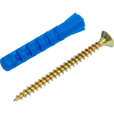 Набор для крепления ВИРТУОЗ дюбель 8x50 К, шуруп 5x60 потайная головка, желтый цинк, 70 шт. 550-00651