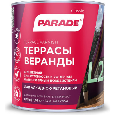 Алкидно-уретановый лак PARADE L25 Террасы & Веранды 90003467420