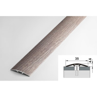 Порог прямой скрытый алюминиевый (35 мм; 0.9 м; декоративный; дуб дымчатый) Лука УТ000023173