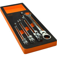 Набор комбинированных ключей CUSTOR с трещоткой, и шарниром, 7 предметов, в ложементе VCS1/4 PRO-7