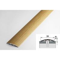 Порог прямой скрытый алюминиевый (35 мм; 0.9 м; декоративный; дуб универсал) Лука 00000001405