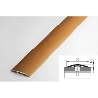 Порог прямой скрытый алюминиевый (35 мм; 0.9 м; декоративный; бук) Лука 00000001490