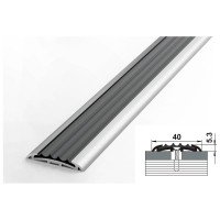 Порог прямой алюминиевый (40 мм; 0.9 м; без покрытия; серая резинка) Лука УТ000024481