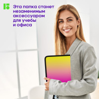 Папка BERLINGO Radiance на молнии А5+, 600 мкм, желтый/розовый градиент, с рисунком ZF5_A5001