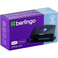 Дырокол BERLINGO Office Soft 10 листов, пластиковый, черный, с линейкой DDp_10161