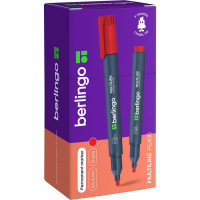 Маркер перманентный Berlingo "Multiline PE400" красный, скошенный, 0,5-4мм, 12 шт. BMc_04603