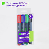 Набор перманентных маркеров Berlingo MultiLine PE320 4цв., пулевидный, трехгранный, 3мм BMc_17409