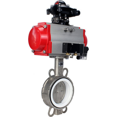 Затвор DN.ru 316L-316L-PTFE Ду300 Ру16 с пневмоприводом, пневмораспределителем, БКВ D050-00190