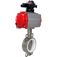 Затвор DN.ru 316L-316L-PTFE Ду65 Ру16 с пневмоприводом, пневмораспределителем, БКВ D050-00200