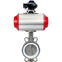 Затвор DN.ru 316L-316L-PTFE Ду65 Ру16 с пневмоприводом, пневмораспределителем, БКВ D050-00200