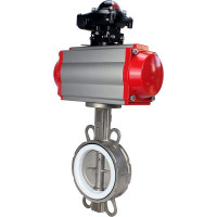 Затвор DN.ru 316L-316L-PTFE Ду65 Ру16 с пневмоприводом, пневмораспределителем, БКВ D050-00200