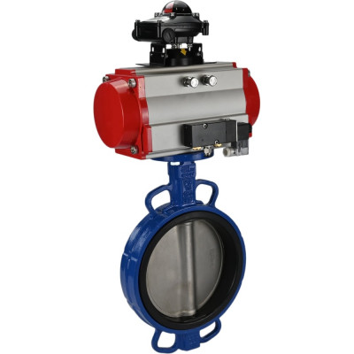 Затвор DN.ru GGG50-GGG40-EPDM Ду100 Ру16 с пневмоприводом, пневмораспределителем, БКВ D050-00208