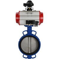 Затвор DN.ru GGG50-GGG40-EPDM Ду150 Ру16 с пневмоприводом, пневмораспределителем, БКВ D050-00215