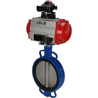 Затвор DN.ru GGG50-GGG40-EPDM Ду150 Ру16 с пневмоприводом, пневмораспределителем, БКВ D050-00215