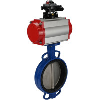 Затвор DN.ru GGG50-GGG40-EPDM Ду150 Ру16 с пневмоприводом, пневмораспределителем, БКВ D050-00215