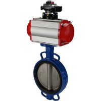 Затвор DN.ru GGG50-GGG40-EPDM Ду150 Ру16 с пневмоприводом, пневмораспределителем, БКВ D050-00215