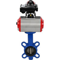 Затвор DN.ru GGG50-GGG40-EPDM Ду65 Ру16 с пневмоприводом, пневмораспределителем, БКВ D050-00239