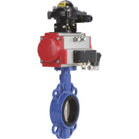 Затвор DN.ru WCB-316L-EPDM Ду200 Ру16 с пневмоприводом, пневмораспределителем, БКВ D050-00260